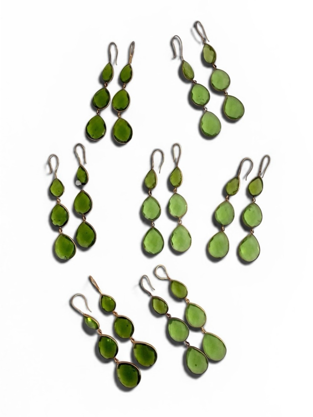 Peridot Hydro Quartz Triple Drop Earrings